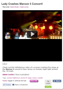 From Perez Hilton: Ladies Crashes Maroon5 Concert